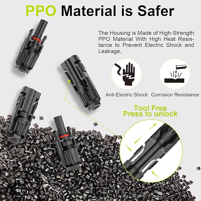 Solar Crimper Stripper Tool Kit for Solar Panel,with 12 Pairs Solar Connectors,2 PCS Spanner Wrench