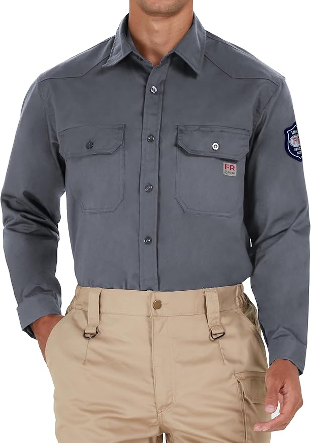 Ubon FR Shirts for Men Flame Resistan Welding Shirt FRC Work Shirt Long Sleeve Welder Shirts 7.5 Oz