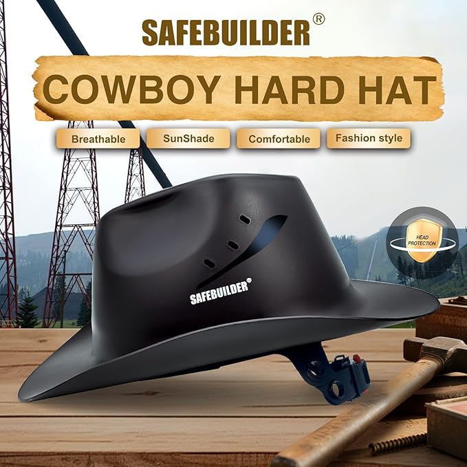 Cowboy Style Hard Hat Class C Safety Helmet Vented Full Brim Hard Hats Work Safety Helmet for Men and Women Outdoor,Industrial,Construction Head Protection- ANSI Approved