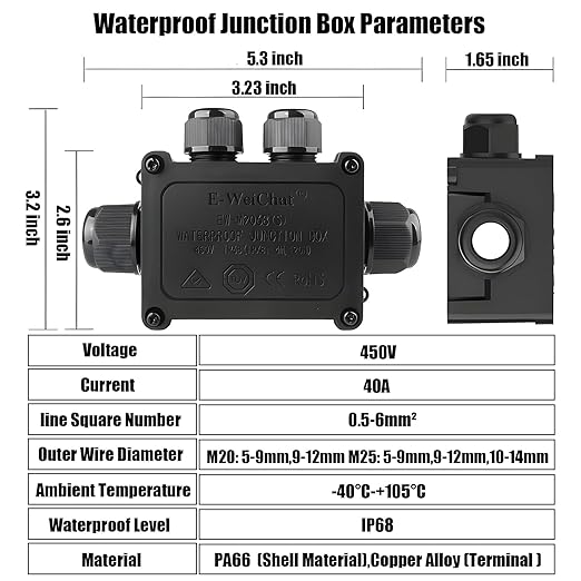 Waterproof Junction Box, 2 PCS 4 Way Outdoor Electrical Box with Terminal Block and Screwdriver, IP68 Plastic Cable Connector for Landscape Lighting and Garden Lights
