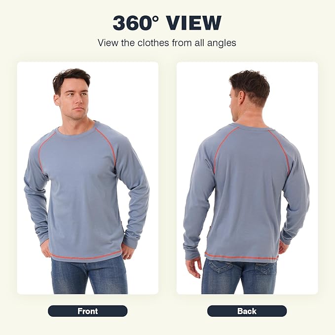 SKSAFETY FR Shirts for Men Long Sleeve, Welding Shirt 6oz Lightweight High Vis Fire Resistant Flame Retardant Shirt CAT2