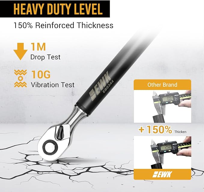 EWK 1/2" Drive Digital Torque Wrench 7.4-147.6 ft-lbs (10-200 Nm) with LED Display & Audible Buzzer, for Car Repairs and Medium to Heavy-duty Applications