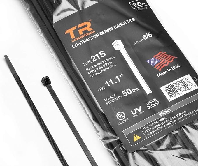 TR Industrial Contractor Series UV Cable Ties (100-Piece), 11.1", Type 21S, Made in USA