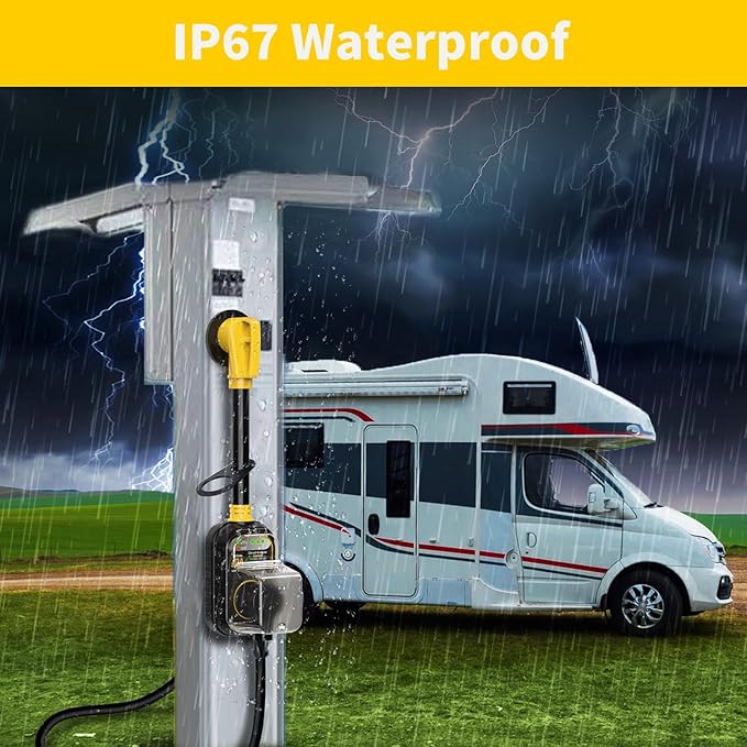 EyGde RV Surge Protector 50 Amp, RV Circuit Analyzer with Waterproof Cover, RV Accessories Power Voltage Protection Guard for Camper Travel Trailers