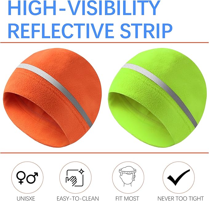 3 Pieces Safety Beanie High Visibility Reflective Beanie Hat Unisex Winter Security Beanies for Outdoor Night Works, Sports