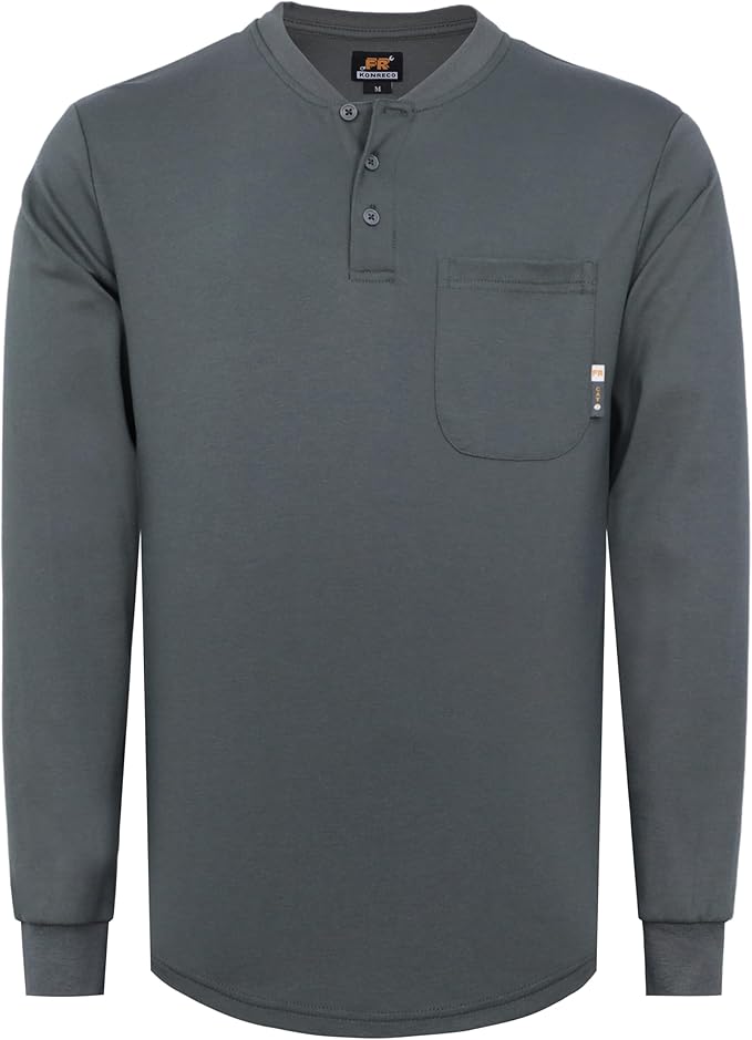 KONRECO FR Shirts for Summer Flame Resistant Shirt 5.5oz Light Weight CAT2 Henley Shirts