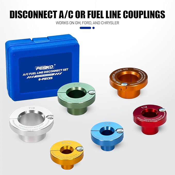 6 Size Durable Aluminum Fuel Line Disconnect Tools Work on Air Conditioning Lines and Quick Connect Fuel Lines