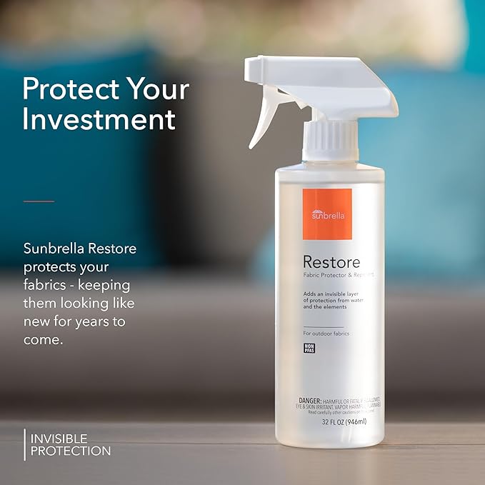 Sunbrella Clean (32 fl oz) + Restore (32 fl oz) Bundle | Clean Multi-Purpose Upholstery Cleaner with Restore Fabric Protector Spray & Water Repellent