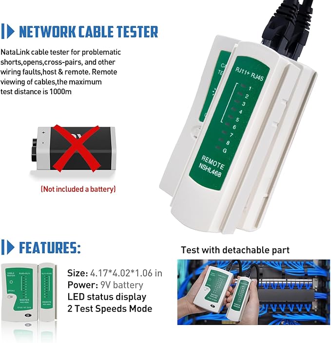 Pass Through RJ45 Crimp Tool Kit Cat 6 Cat 5E Cat 5 Ethernet Crimper Kit RJ45 Crimping Tool with Network Cable Tester, Mini Cable Stripper, 50 Pcs Cat6 Connectors and Strain Relief Boots