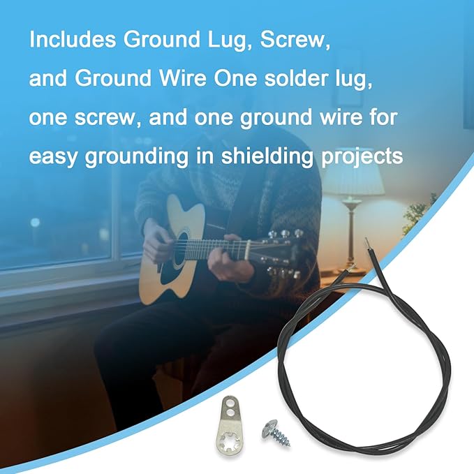 001-2869-000, 1 Set Guitar Cavity Shielding Ground Lug with Screw and Ground Wire, Compatible with F Style Guitars, Solder Lug Kit