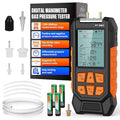 Manometer Gas Pressure Tester -100 to 200Kpa Dual-Port Digital Manometer 10 Measurement Units, Manometer HVAC Gas Pressure Tester with 29 Sets Data Recording, Backlight & Flashlight, Auto-Shutdown