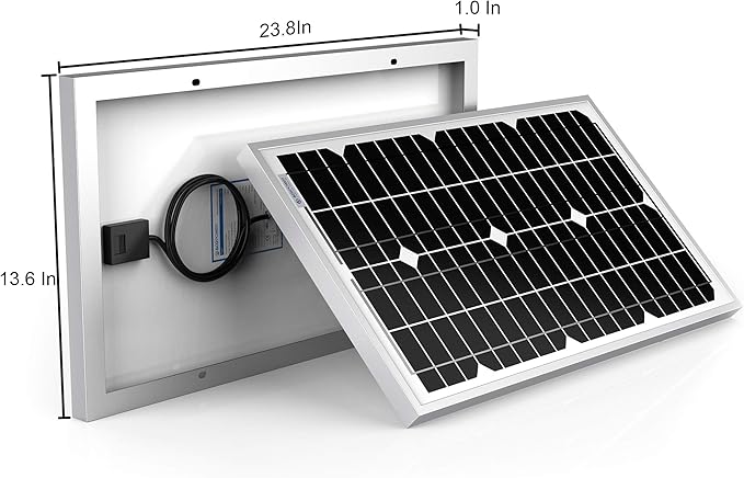 ACOPOWER Mono Solar Panel for 12 Volt Battery Charging, Off Grid, 30W