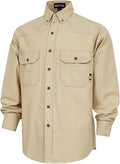 BOCOMAL FR Shirts Button Down Dura-Light 6.5 oz Soft Heather Series Utility Chest Pockets Flame Resistant Work Shirt CAT2