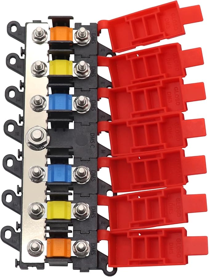 6way Midi Fuse Holder Car Audio Automotive Marine Boat Motor Fuse Blocks Midi Holder 30 Amp 60Amp 100Amp Midi Fuses 1in 6out