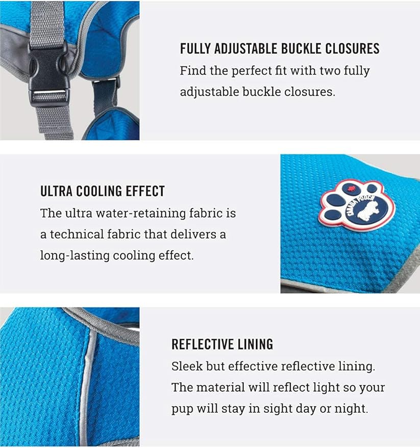 Canada Pooch Dog Cooling Vest - Evaporative Cooling Vest for Dogs with Breathable Mesh Material & Reflective Lining, Adjustable for Dogs 8 (7-9" Back Length), Rainbow