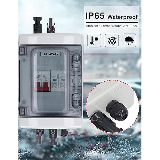 PV Combiner Box, Solar Disconnect Switch, Outdoor Breaker Box with DC500V 32A Circuit Breaker for Solar Panels System