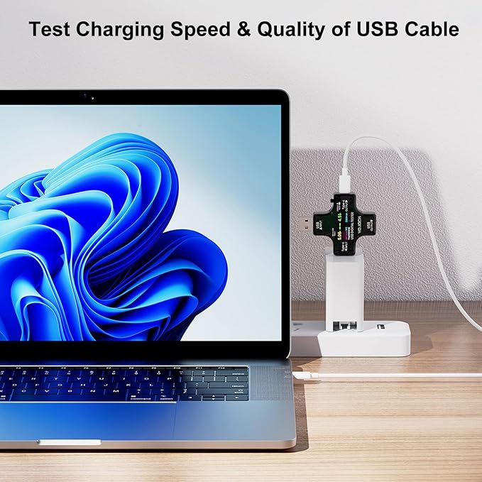 YOJOCK USB C Tester USB Power Meter 2 in 1 Digital Multimeter 3.6-32V 0-8.0A Voltage and Current Tester, Type C Voltmeter Battery Capacity Volt Ammeter Power Bank USB Cable Charger Detector