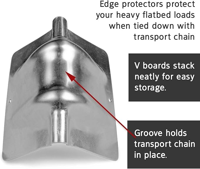 DC Cargo Mall Four Steel Edge Protectors for Flatbed Chain | V Board Trailer Corner Protectors