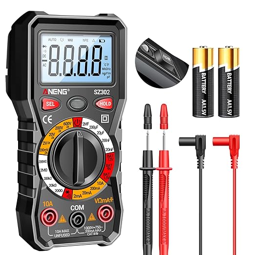 ANENG Multimeter with Backlit LCD,Ohm Volt Amp Meter,Non Contact Voltage Tester Measures DC AC Voltage,Current,NCV,Resistance,Continuity,Diodes,Electric Tools for Automotive Battery Test