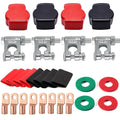 Battery Terminal Connectors, Military Spec Positive Negative Heavy Duty Auto Car Marine Battery Terminal,with 4 Pcs 2 Gauge 3/8" Copper Lugs,4 Heatshrink,2 Cover and Anti Corrosion Washers (Large Kit)