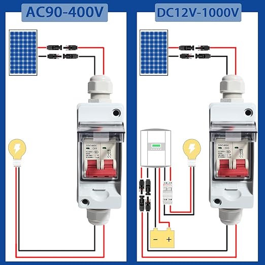Solar Panel Disconnect Switch 60Amp 1000V Outdoor Small Breaker Box Miniature Circuit din Rail Enclosure Current Sink Load Switching Air IP65 Waterproof DC