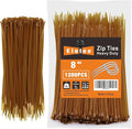 8 Inch brown Zip Ties (1200 Pack), 35 LBS Tensile Strength, Self-Locking Nylon PA66 UV Resistant Cable Ties for Indoor and Outdoor Use