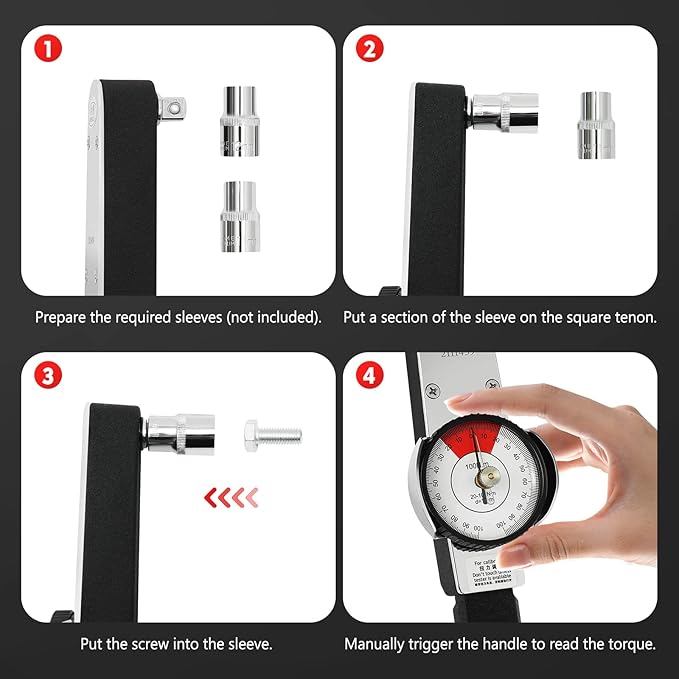 Dial Indicator Torque Wrench Indicating Torquemeter 1/2" Drive 0-100 Nm High Precision Torque Meter Professional Measure Tool, ± 3% Accuracy