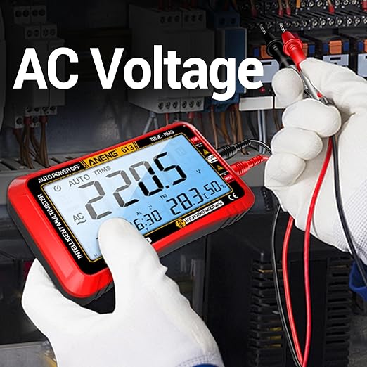 ANENG Digital Multimeter Tester,4000 Counts Voltage Tester,Auto-Ranging TRMS Volt Meter,Large LCD Ohm Meter Measures AC/DC Current,Voltage,Resistance, Diode,Continuity,Capacitance,Temperature(Red)