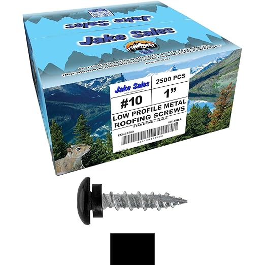 10 x 1 Black - Low Profile Star Head Roofing Screws - HI-LO Thread - Metal to Wood - T25 Torx Drive Head - EPDM Washer. 10 X 250 Bags - 2,500 Screws