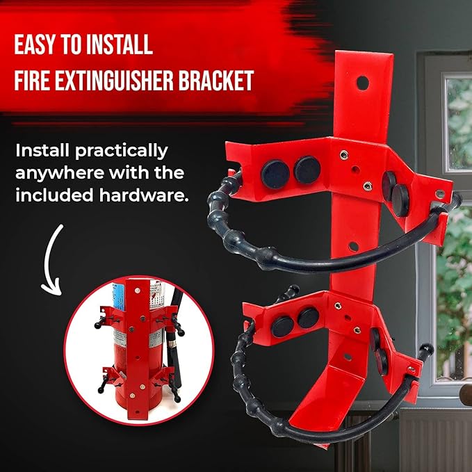 Fire Extinguisher Mounting Bracket Heavy Duty Fire Extinguisher Wall Mount Bracket for 2.5 lb & 5 lb Fire Extinguishers - Mount in Your Car or Off-Road Vehicle - Fits Most Popular Brands (Pack of 4)