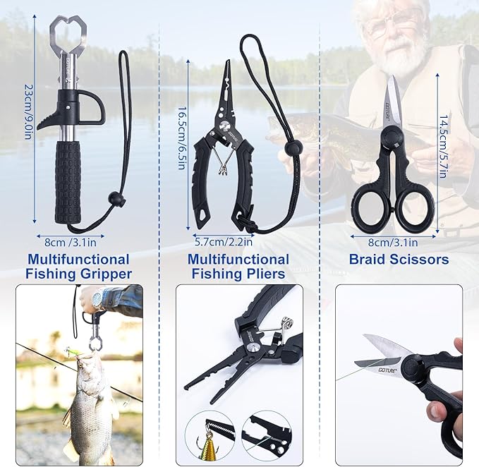 Goture Fishing Rod and Reel Combos, 1.8M-2.7M Carbon Fiber Telescopic Fishing Pole with Spinning Reel, Lures Set, 900D Carrier Bag, Travel Full Kit for Freshwater Saltwater, Beginners & Anglers