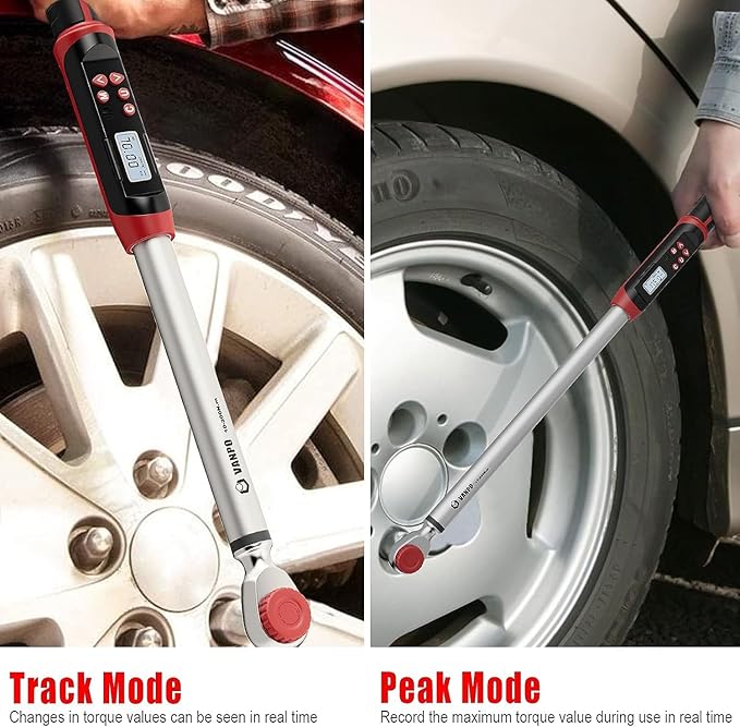 VANPO Digital Torque Wrench 1/2-Inch Drive 7.38-147.5ft-lbs/10-200NM, Dual-Direction Adjustable Electronic Torque Wrench with Preset Value, Buzzer and LED Flash Notification, for Bike Moto Car