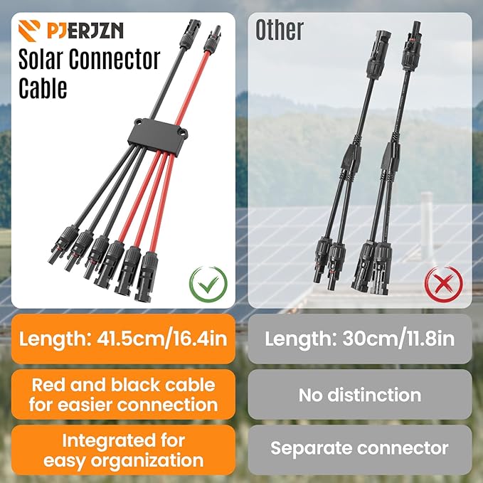 Solar Panel Connector 6 to 2 Solar Y Branch Connectors PV Panels Parallel Connectors Kit Adapter Waterproof Wire Plug Tool for Solar Panel(1 Pcak MF/FFFMMM)