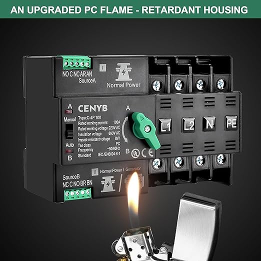 PV - Dedicated Automatic/Manual Transfer Switch Mini ATS Solar Auto Dual Power Switch 2P 100A AC110V Uninterrupted Power Supply DIN Rail Mount Toggle Changeover Module