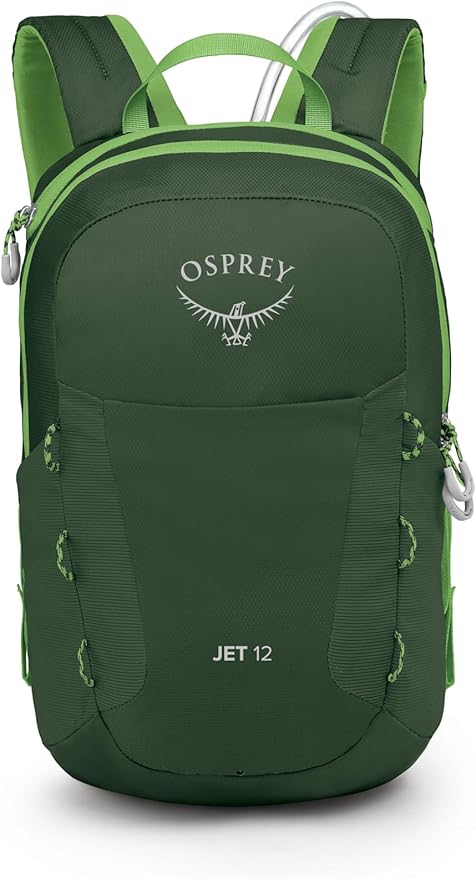Osprey HydraJet 12L Kids' Hiking Backpack with Hydraulics Reservoir, Green Canopy