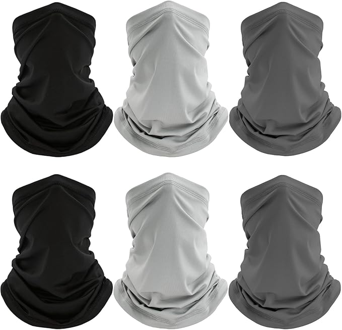 6 Pack Neck Gaiter, UV Protection Cooling Breathable Face Mask, Hiking Scarf for Men Women