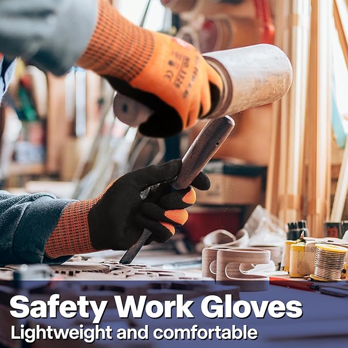 Schwer ProGuard Highest Level Cut Resistant Work Gloves PR3326 for Extreme Protection，ANSI A9 Cut Gloves with Reinforced Thumb, Non Slip, Breathable, Durable, Touch-screen, Orange 1 Pair（L）