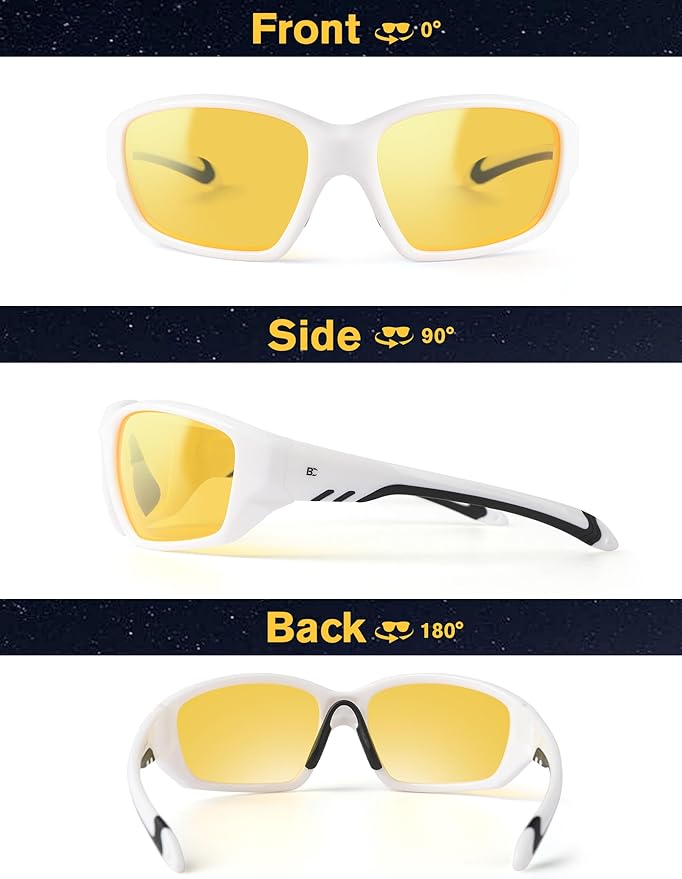 BIRCEN Night Vision Glasses for Driving: Running Cycling Sport Night Anti Glare Yellow Glasses for Men Women