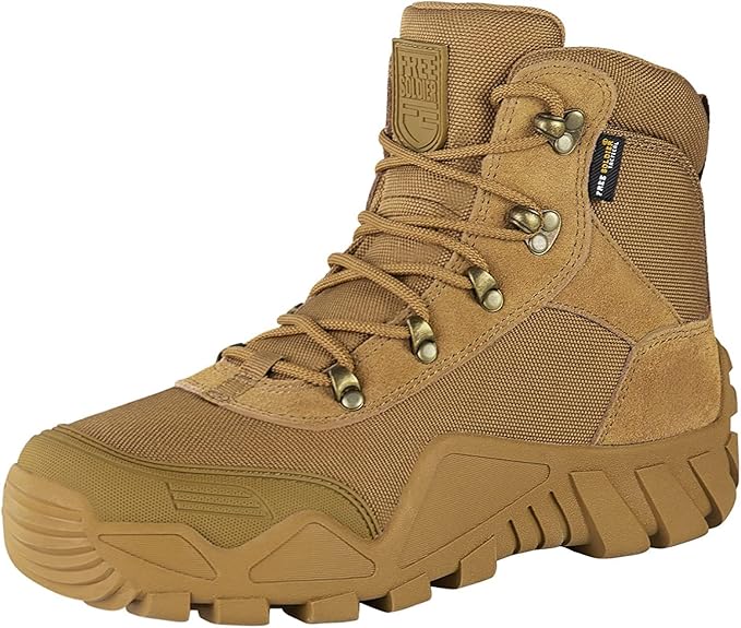 FREE SOLDIER Men's Waterproof Hiking Boots Tactical Work Boots Outdoor Lightweight Military Boots