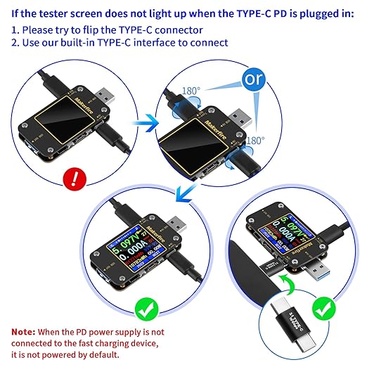 MakerHawk USB Multimeter USB Voltmeter Ammeter Load Tester USB Voltage Current PD Battery Power Capacity Charger Type C Meter Tester LCD Display Cable Resistance QC2.0/3.0/4.0 N20 1.54 Inch Screen