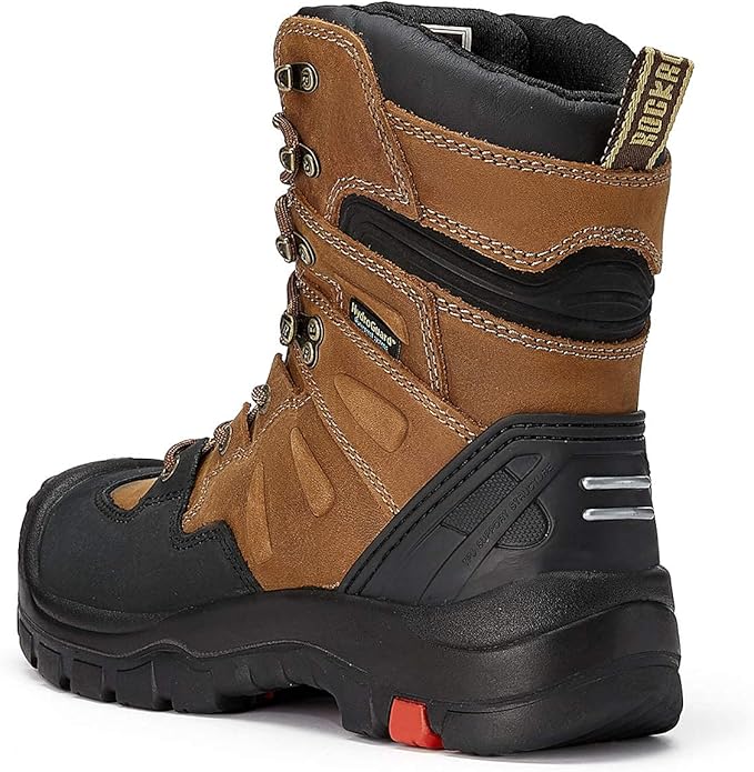 ROCKROOSTER Men's 8" Waterproof Work Boots for Landscaping, Maintenance, Transportation and Utilities, Composite Toe, EH AK869