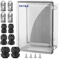 Waterproof Outdoor Project ABS Plastic Junction Box IP67 Weatherproof Dustproof Enclosure with Hinged Cover, Mounting Plate,Wall Brackets for Power Project (Clear.15.7"x11.8"x7.1")