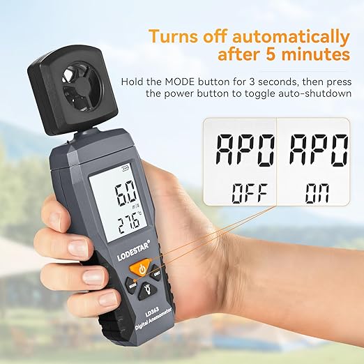 LODESTAR LD363 Digital Anemometer, Handheld Anemometer, Digital Wind Speed CFM Meter Gauge Air Flow Velocity Tester for HVAC Shooting Drone, Wind Chill, 32℉-122℉ Wind Temperature