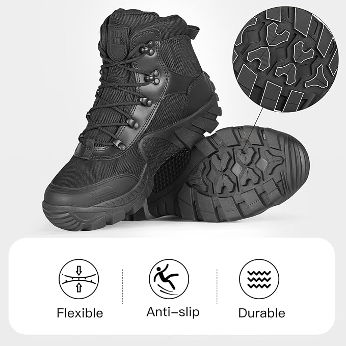 FREE SOLDIER Men's Waterproof Hiking Boots Tactical Work Boots Outdoor Lightweight Military Boots