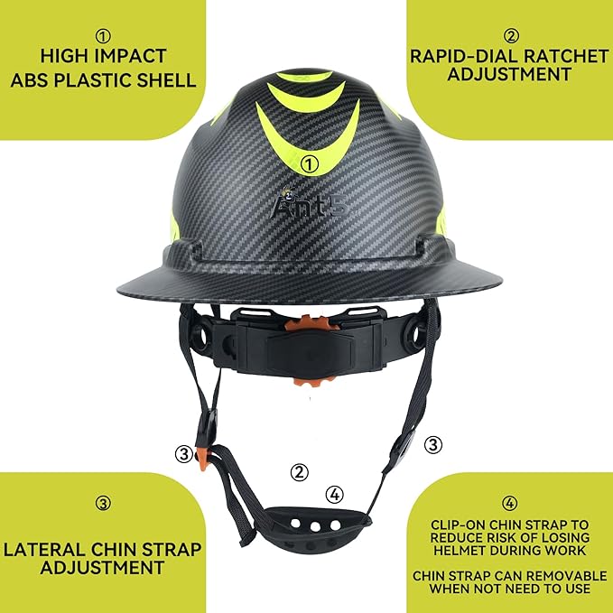 Hard Hat Full Brim Hardhats Safety Helmet Hydro Dipping HDPE ANSI Type Ⅰ Class C Certified ANSI Z89.1 Construction Work Industrial Vented