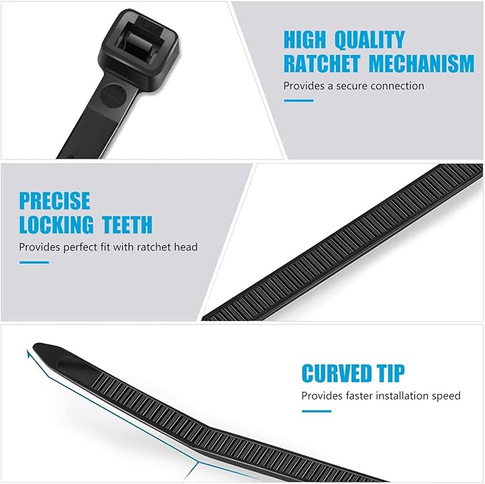 Zip Ties 14 inch (4000 Pack), 50 lb, UV Resistant Cable Ties, Black Wire Ties, Tie Wraps, SKALON