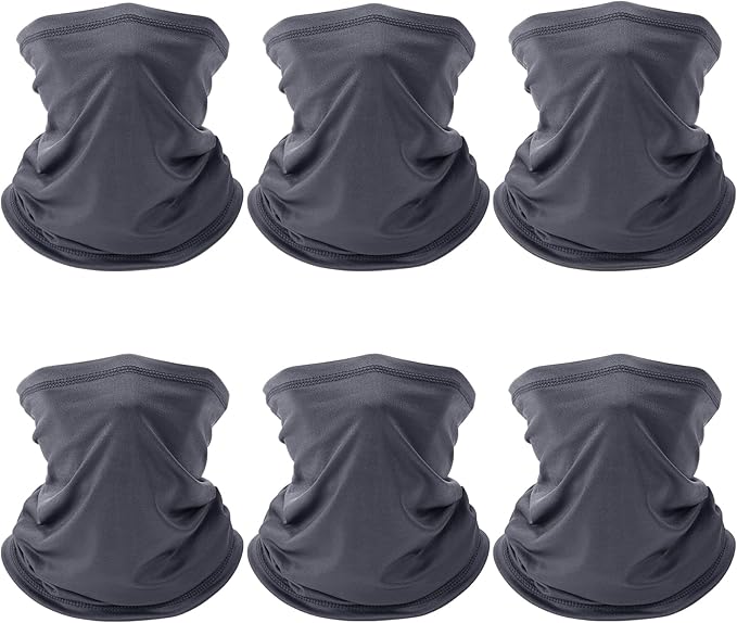 6 Pack Neck Gaiter for Men Women Gator Summer UV Dust Mask Cooling Neck Gaiters Face Cover for Sun Protection Scarf Bandana