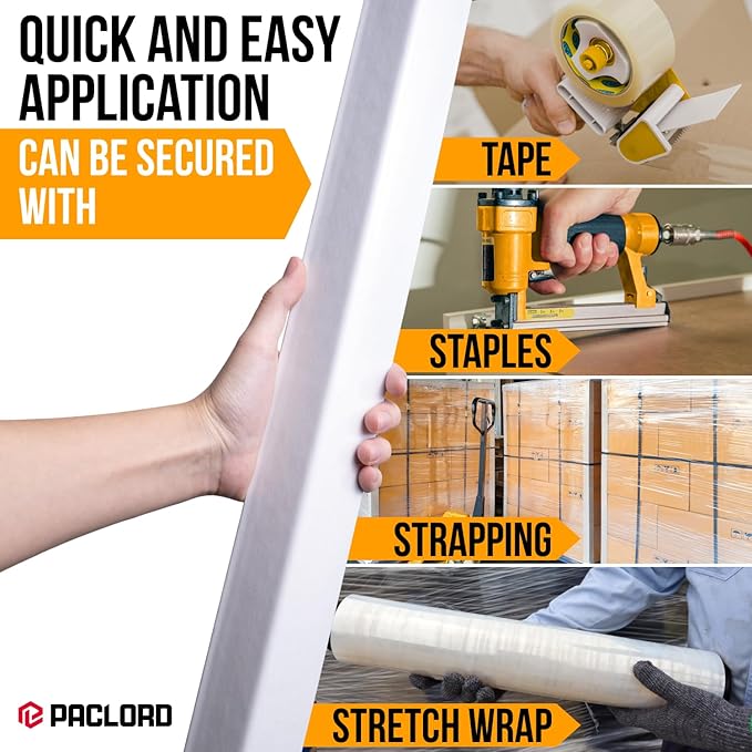 24" x 2" x 2" Reinforced Cardboard Edge Protectors, White (Pack of 100) – 0.16" Thick Heavy-Duty Cardboard Corner Protectors for Shipping – American Quality V-Board Pallet Edge Guard