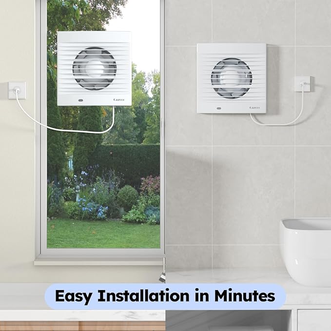 6 Inch Bathroom Exhaust Fan with Plug, 320 m³/h, 35 dB Ultra Quiet, Wall Window Mount Ventilation Fan for Large Bathroom, Kitchen, Laundry, Commercial Use