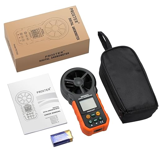 Proster Handheld Digital Anemometer - Portable Wind Speed Meter CFM Meter Wind Gauge Air Volume Measure with LCD Backlight for Outdoors Sailing Surfing Fishing